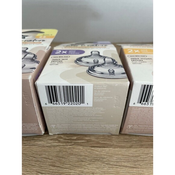 Three Pack of Tommee Tippee Closer to Nature Baby Bottle Nipples 3m+ & 0m+ - Picture 11 of 12